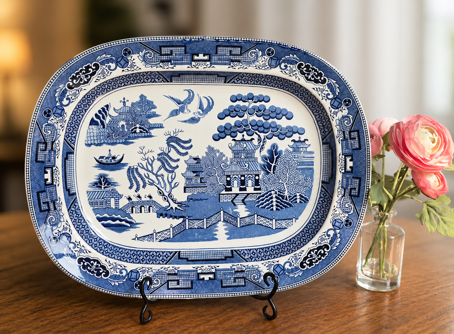 Ocean Blue Willow platter — 19 inches wide